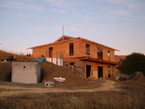 Casa de bloques de construcción verde Faswall con estructura de madera